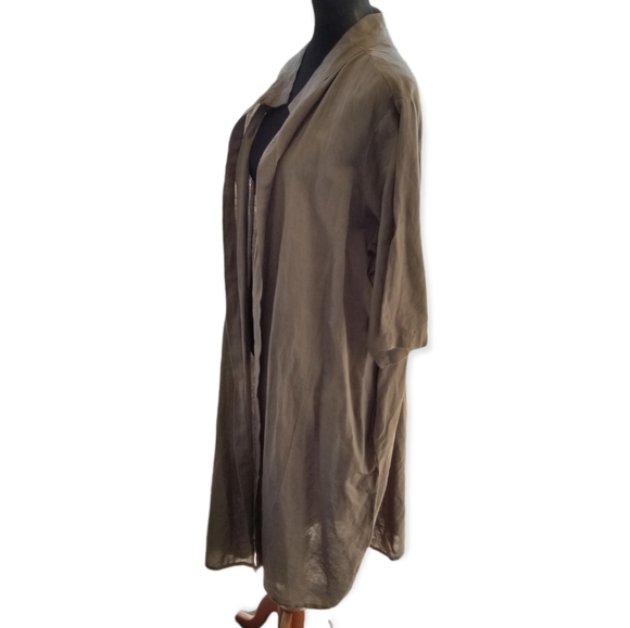 NWT Open-front linen duster jacket in Olive green, with pockets sz 2X - Picture 3 of 8